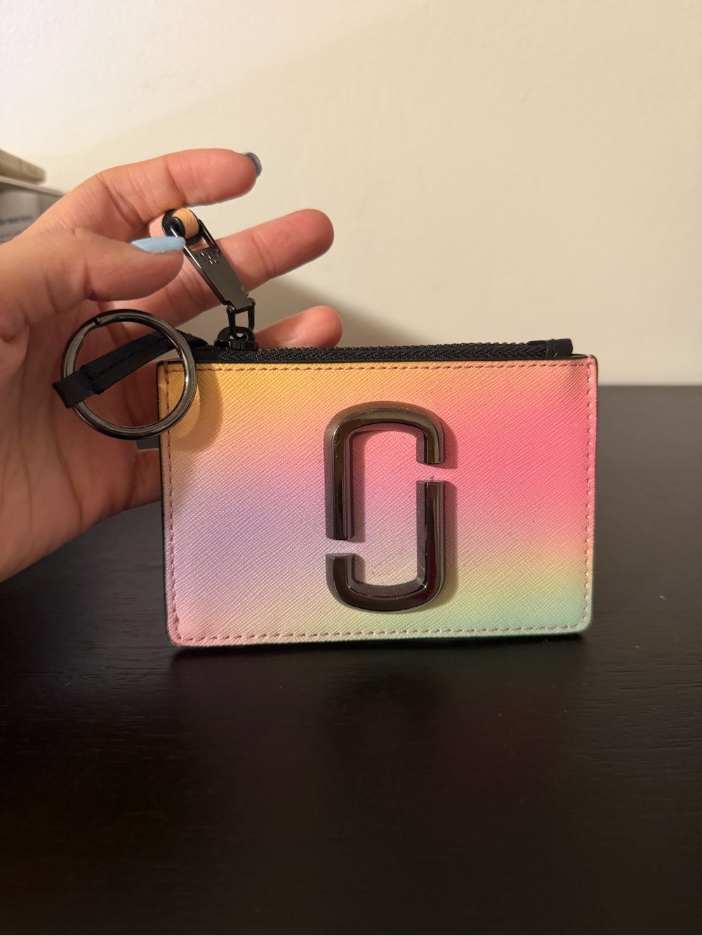 Marc Jacobs Pastel Rainbow Gradient Card Holder with Keyring